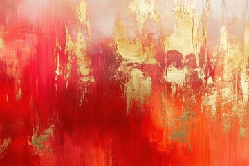 Vibrant Abstract Art Piece Featuring Rich Red Hues with Contrasting Gold Accents for Elegant Home Decor and Modern Artistic Spaces