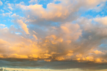 Beautiful cloud and sky nature background. Amazing colorful sky and dramatic sunset evening sky