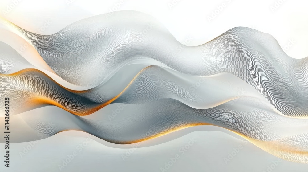 Poster An elegant abstract background with golden and silver waves blending harmoniously