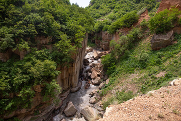 A river in a canyon with beautiful steep walls.