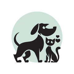 Dog and cat silhouette illustration
