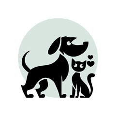 Dog and cat silhouette illustration