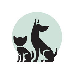 Dog and cat silhouette illustration