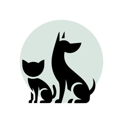 Dog and cat silhouette illustration