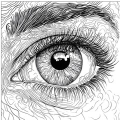 Obraz premium A coloring page that displays a close-up of a stunning eye.