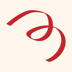 Red Ribbon Vector with Heart and Holiday Decorations