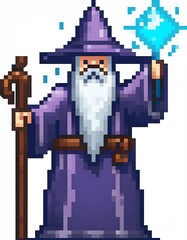 Pixel Art Wizard Casting a Spell