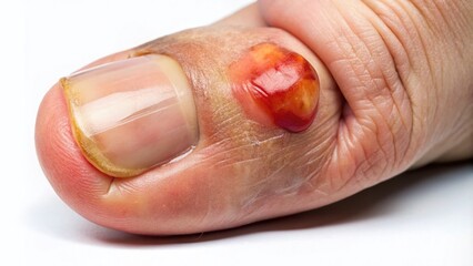 Ingrown Toenail Closeup: Swollen Toe, Foot Pain Relief, Infected Toe, Foot Care, Home Remedy