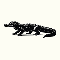 Alligator Silhouette Set Featuring Various Poses for Wildlife, Nature, and Logo Design Projects