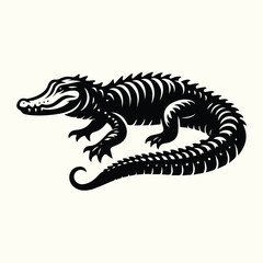 Alligator Silhouette Set Featuring Various Poses for Wildlife, Nature, and Logo Design Projects