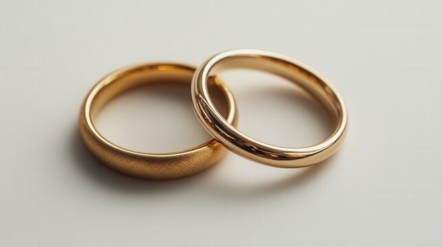 Elegant gold wedding rings symbolize love and commitment on a light background
