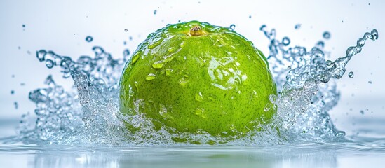 Lime splashing into water.