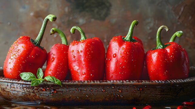 Fresh red casicum Paprika in plate