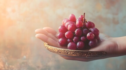 Fototapeta premium image of a Buddha�s hand fruit on a plate, set against a soft, blurred background