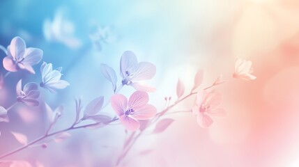 Fototapeta premium Delicate pastel flowers bloom on a soft branch