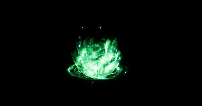 green energy aura effect on black background