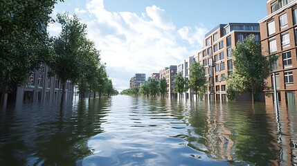 Flooded City Street: A Climate Change Warning