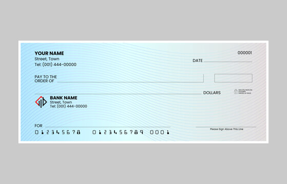 Gradient blank check template, blank check, bank cheque design, vector format
