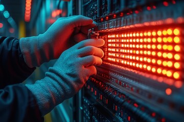 IT-Techniker bei der Serverwartung in modernen Rechenzentren