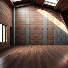 Wooden floor and concrete wall empty interior space wood concrete design wood design concrete architecture wall floor modern