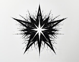 Obraz premium Un diseño de tatuaje de estrella negra audaz sobre un fondo blanco puro, con detalles intrincados