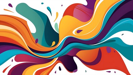 Obraz premium Dynamic color shapes and lines abstract composition with flowing liquid forms on a white background template for design banner flyer or presentation vector illustration