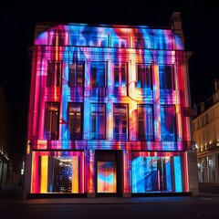 Digital countdown projected on historic building facade
