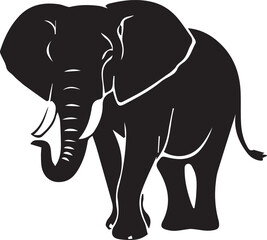 A black and white elephant logo type silhouette design