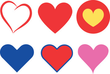 set of red and white hearts