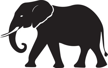 A black and white elephant logo type silhouette design