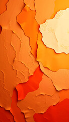 Orange colored abstract wall background with textures of different shades of orange and orange red, papercraft. isolated with white highlights