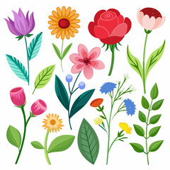 Realistic Flowers and Plants Icons Collection: High-Quality Botanical Designs.