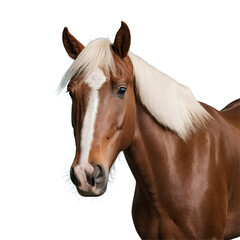 Obraz premium A majestic brown horse with white markings.