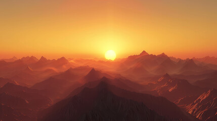 Mountain Sunset with Warm Hues and Stunning Peaks