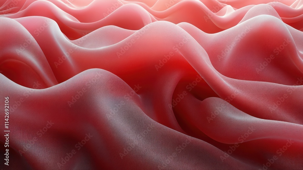 Poster a close-up view of flowing red fabric, showcasing smooth waves and texture.