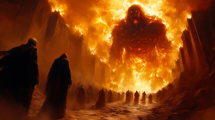 Huge demon warmly welcomes new sinners in hell