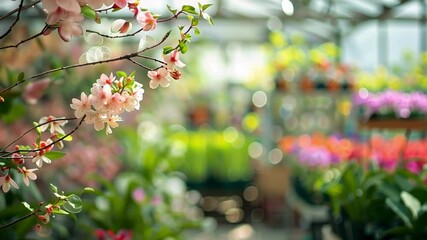 Defocused capture of an indoor spring garden with a soft blur of sights and scents.