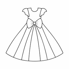 Cute Girl Dress Outline Vector Design.