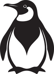 A black and white penguin logo type silhouette design
