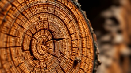 Close-up Wood Slice with Bark Growth - High Definition Image