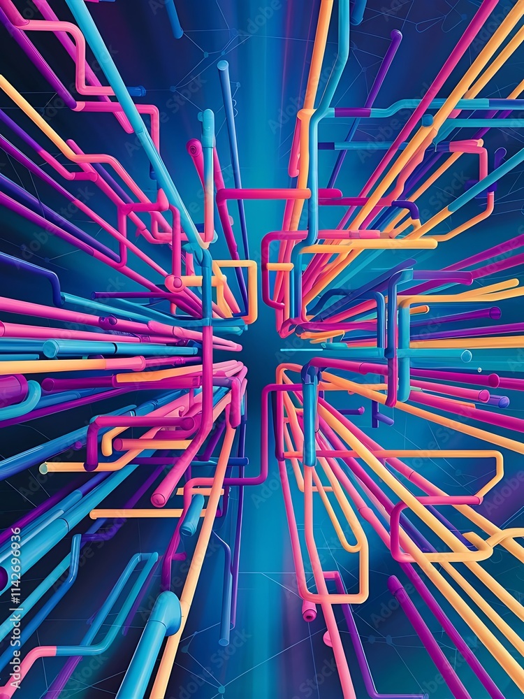 Poster abstract colorful lines vector background internet big data and technology connections concept abstr