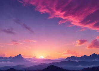 Fototapeta premium Cloudy sky with layered gradient of magenta blue orange, cloudy skies, layered colors, gradual transitions
