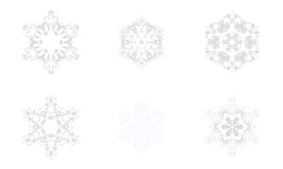 Set White glowing transparent snowflake, isolated icon. Merry Christmas and Happy New Year. Simple neon light. Shining winter, xmas lamp. Fluorescent, luminescent illumination. Png