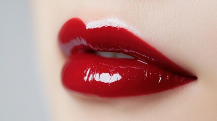 Obraz premium Intimate Close Up of Woman's Luscious Lips with Soft Glossy Finish Highlighting Natural Beauty and Alluring Charm in a Captivating Portrait Style