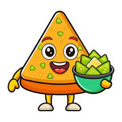 Cartoon nacho chip character vector art illustration