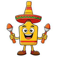 Cartoon tequila bottle vector art illustration