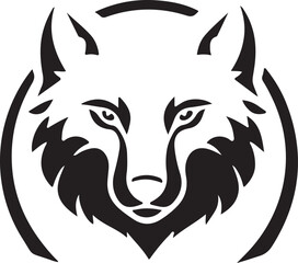 A black and white fox logo type silhouette design