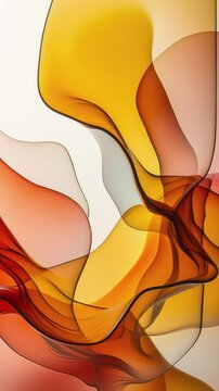 Abstract painting of orange and yellow shapes on a white background