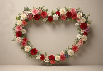 Elegant heart shaped floral arrangement on paper backdrop, pattern, invitation, petal