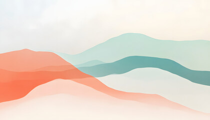 Abstract Pastel Mountain Range Landscape Art